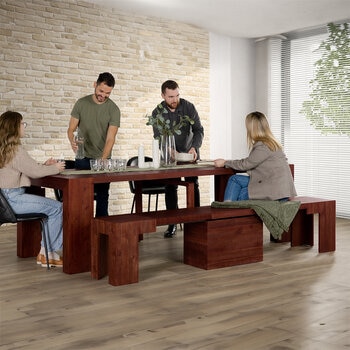 Transformer Table, Set de Comedor Expandible, Capacidad de hasta 12 Personas, 100% Madera, Color Cereza