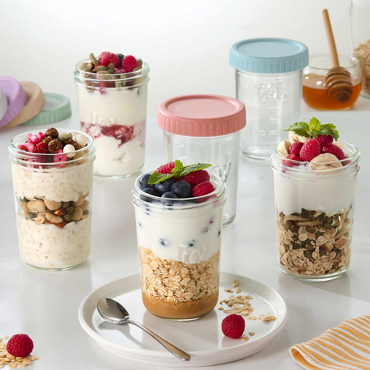 King Crystal Contenedores de Cristal para Alimentos con Tapa, 6 Piezas King Crystal Contenedores de Cristal para Alimentos con Tapa, 6 Piezas