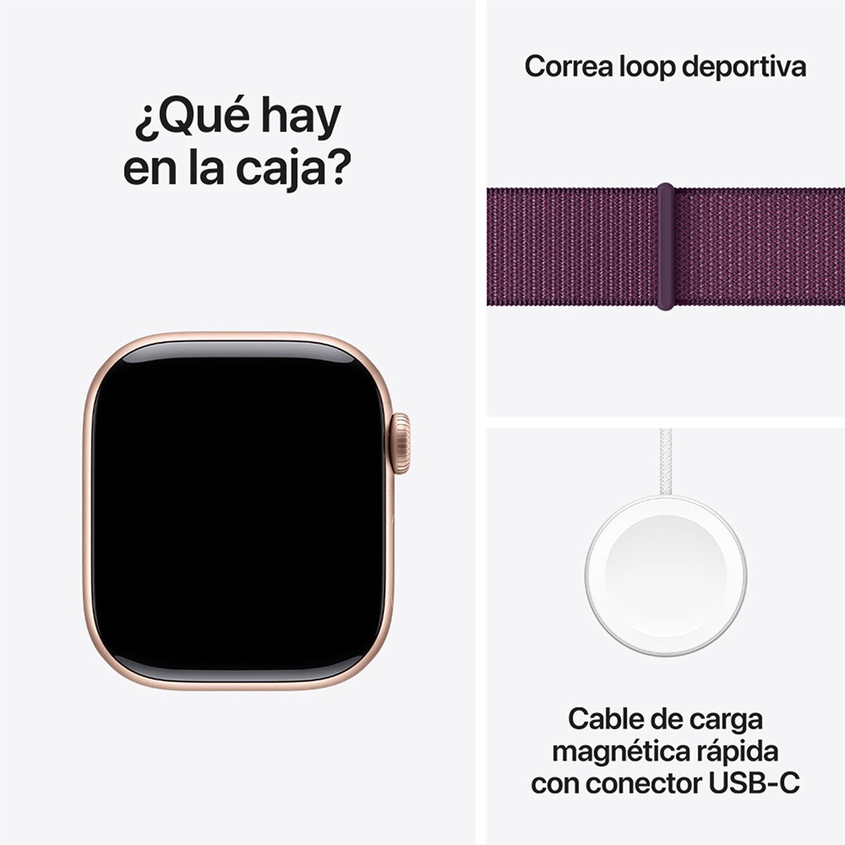 Apple Watch S10 (GPS) Caja de aluminio oro rosa 42mm con correa loop ciruela