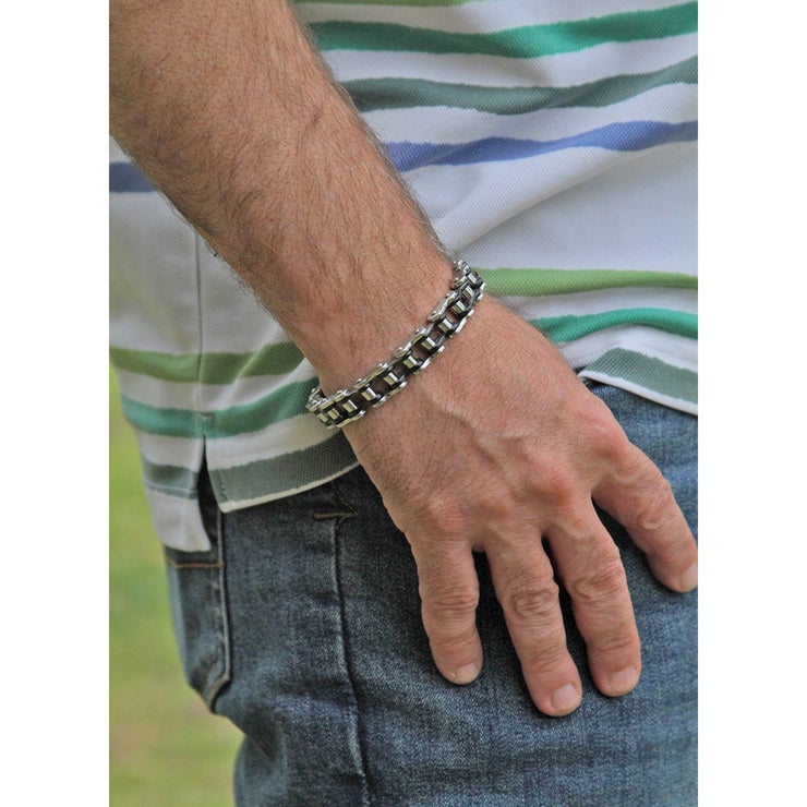 Pulsera de Acero Inoxidable, Blanco y Negro para Caballero Pulsera de Acero Inoxidable, Blanco y Negro para Caballero