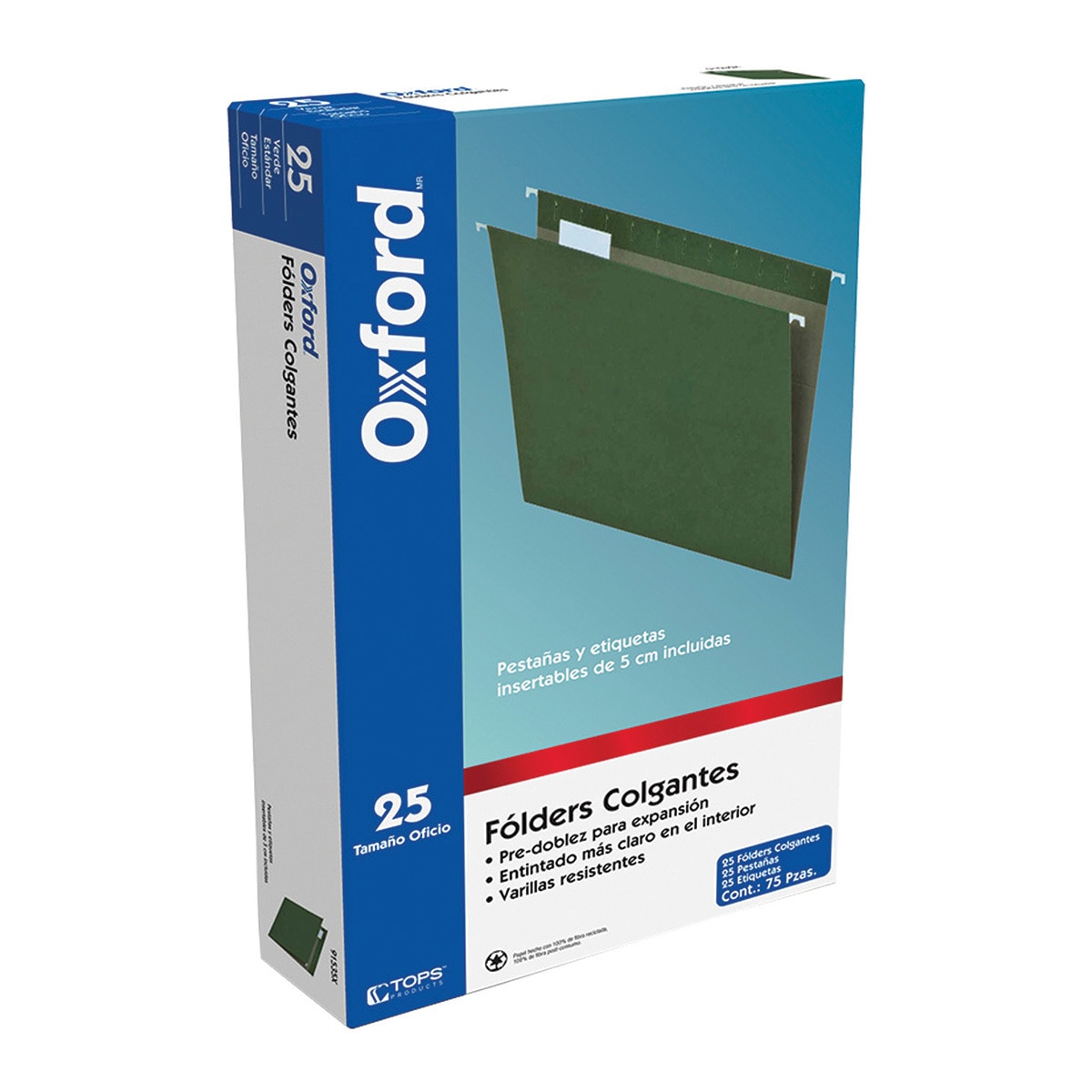Oxford, Folder Tamaño Oficio Reciclado Color Verde, 100 P...