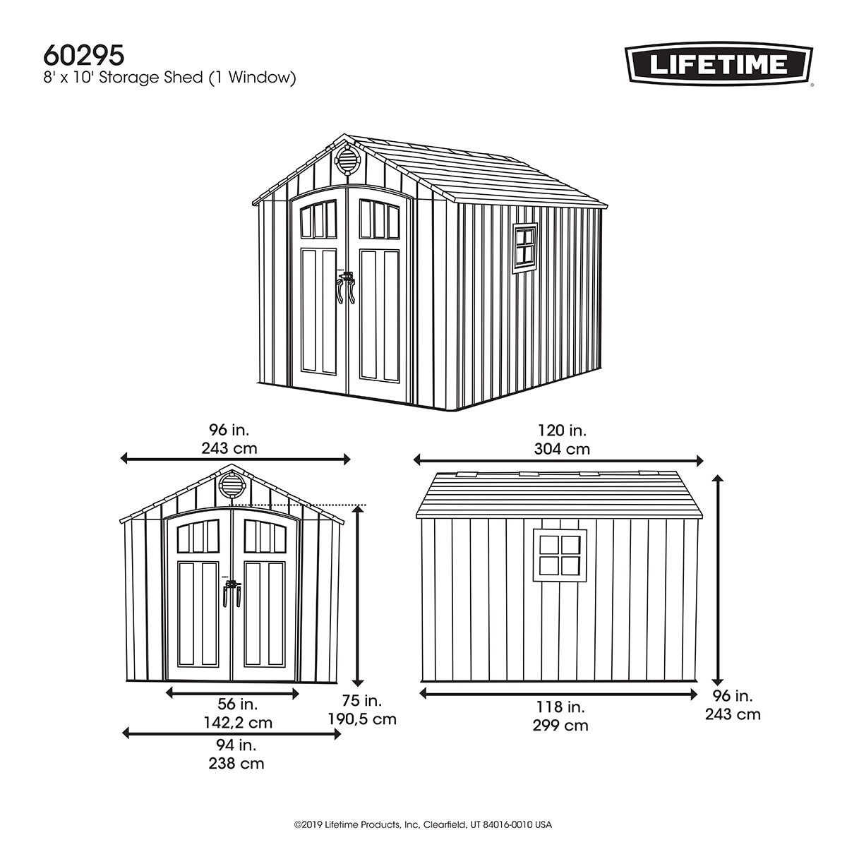 Lifetime, Cobertizo de 2.4 m x 3 m Lifetime, Cobertizo de 2.4 m x 3 m