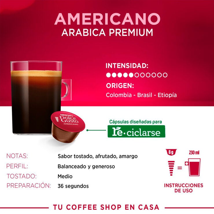 Nescafé Dolce Gusto, 64 cápsulas sabor Americano Nescafé Dolce Gusto, 64 cápsulas sabor Americano
