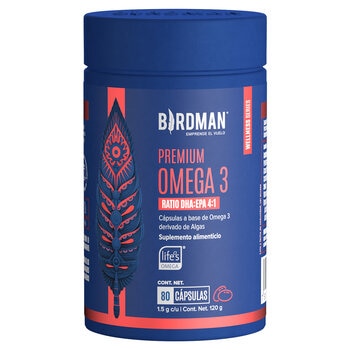 birdman premium omega 3 base de alga 80 cápsulas