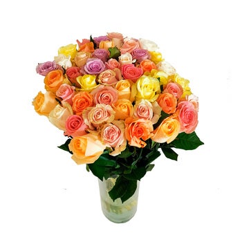 Chiltepec, Bouquet de 48 Rosas en Tonos Naranjas en Florero de Vidrio Chiltepec, Bouquet de 48 Rosas en Tonos Naranjas en Florero de Vidrio