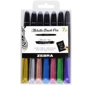 zebra marcador brush pen colores surtidos, estuche 7 pzas