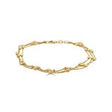 Pulsera, Oro Amarillo de 14K, de 3 Filas con cuentas