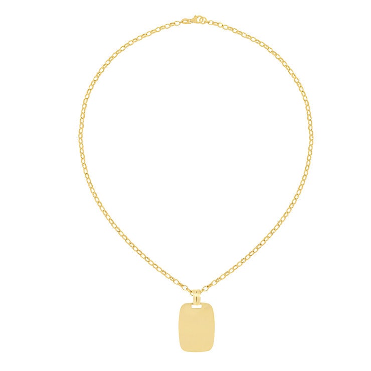 Dije Placa, Oro Amarillo 14K Dije Placa, Oro Amarillo 14K