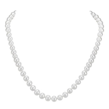 collar de perlas cultivadas, 6.5-7.0mm, oro amarillo de 14k