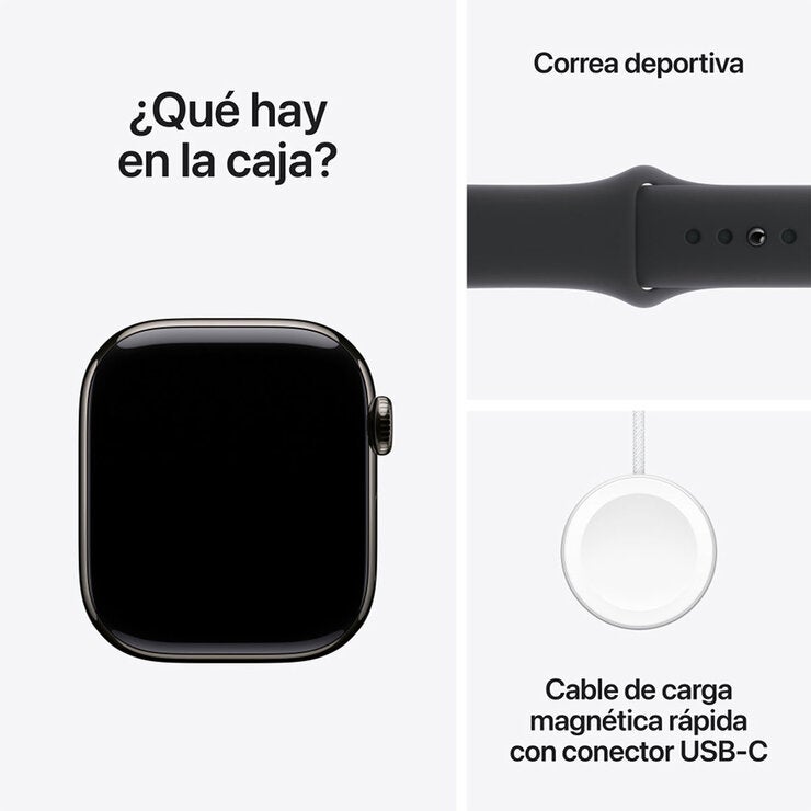 Apple Watch S10 (GPS + Cellular) Caja de Titanio Pizarra 42mm con Correa Deportiva Negro S/M Apple Watch S10 (GPS + Cellular) Caja de Titanio Pizarra 42mm con Correa Deportiva Negro S/M