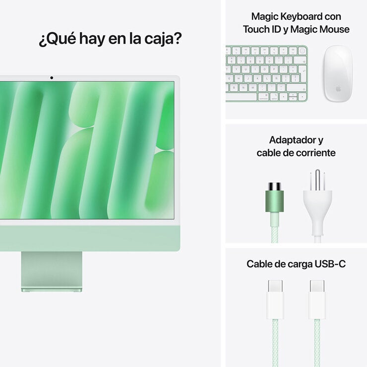 Apple iMac 24" 256GB 4.5K Chip M4 Verde CPU de 10 Núcleos GPU de 10 Núcleos Memoria Unificada de 16GB Apple iMac 24" 256GB 4.5K Chip M4 Verde CPU de 10 Núcleos GPU de 10 Núcleos Memoria Unificada de 16GB