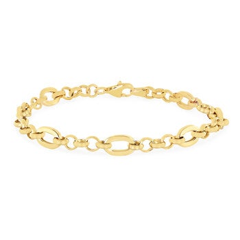 Pulsera, Eslabones Rolo Ovalados, Oro Amarillo 14K, 19.05cm Pulsera, Eslabones Rolo Ovalados, Oro Amarillo 14K, 19.05cm