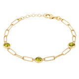 Pulsera de Peridoto, Oro Amarillo de 14K