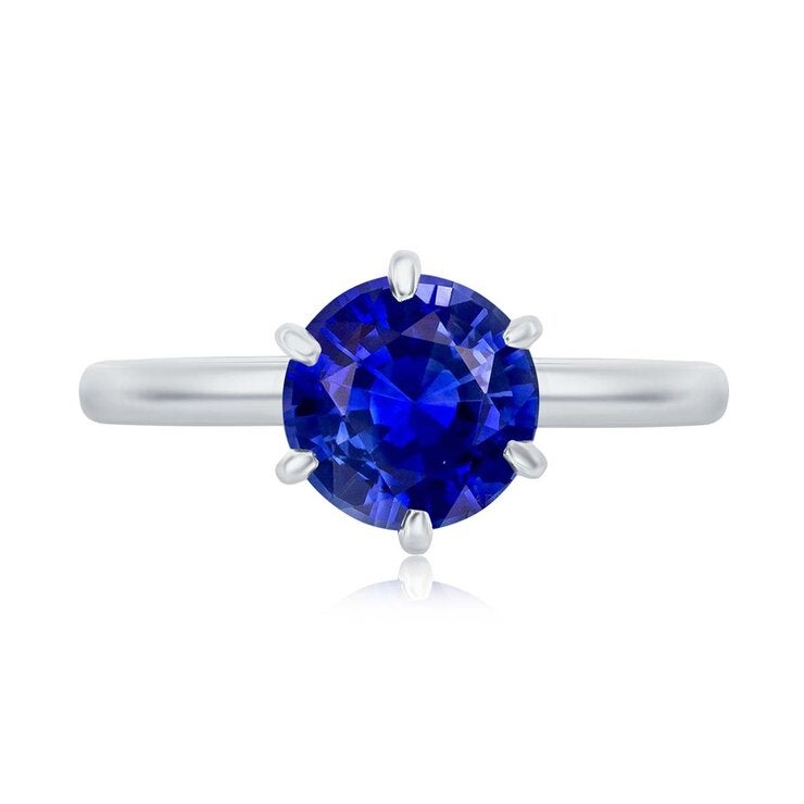Anillo de Zafiro Azul, Oro Blanco de 14K Anillo de Zafiro Azul, Oro Blanco de 14K
