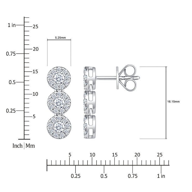 Aretes Colgantes de Diamantes 0.70ctw, en Oro Blanco 14K Aretes Colgantes de Diamantes 0.70ctw, en Oro Blanco 14K