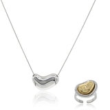 Mayfer, Juego de Collar y Anillo Ajustable, en Alineación de Metal Bañado en Rodio Mayfer, Juego de Collar y Anillo Ajustable, en Alineación de Metal Bañado en Rodio