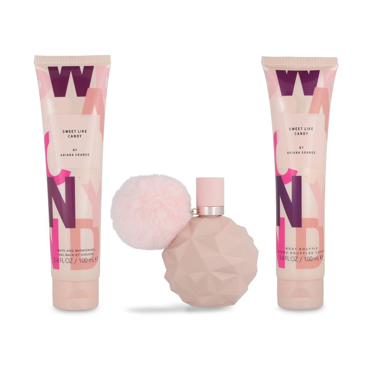 Set Ariana Grande Sweet Like Candy EDP Spray 100 ml + Body Souflee 100 ml + Shower Gel 100 ml Set Ariana Grande Sweet Like Candy EDP Spray 100 ml + Body Souflee 100 ml + Shower Gel 100 ml