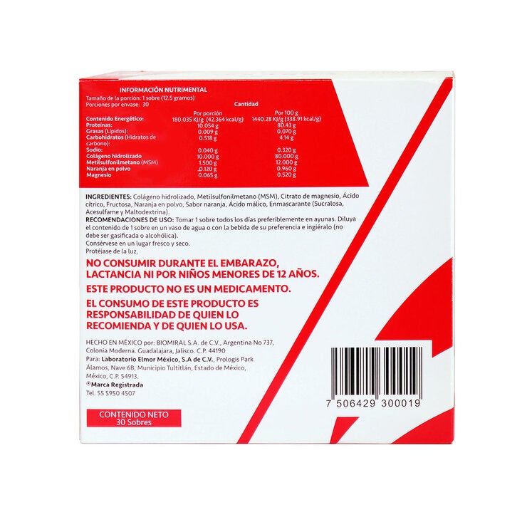 CART X3 Colágeno Hidrolizado, MSM Y Magnesio 12.5g 30 Sobres CART X3 Colágeno Hidrolizado, MSM Y Magnesio 12.5g 30 Sobres