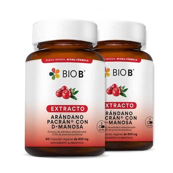Bio B Extracto de Arándano Pacrán con D-Manosa 2 Frascos 60 cáp c/u Bio B Extracto de Arándano Pacrán con D-Manosa 2 Frascos 60 cáp c/u