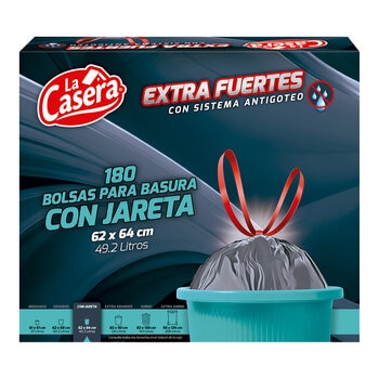La Casera Bolsas para Basura Extra Fuertes 180 pzas de 49.2 litros La Casera Bolsas para Basura Extra Fuertes 180 pzas de 49.2 litros