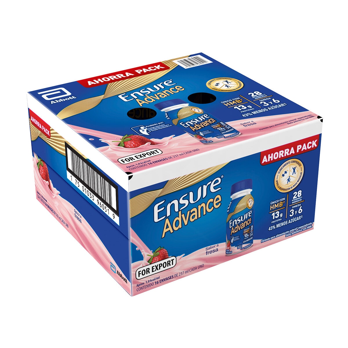 Ensure Advance Suplemento Alimenticio Sabor Fresa 16 pzas de 237 ml Ensure Advance Suplemento Alimenticio Sabor Fresa 16 pzas de 237 ml