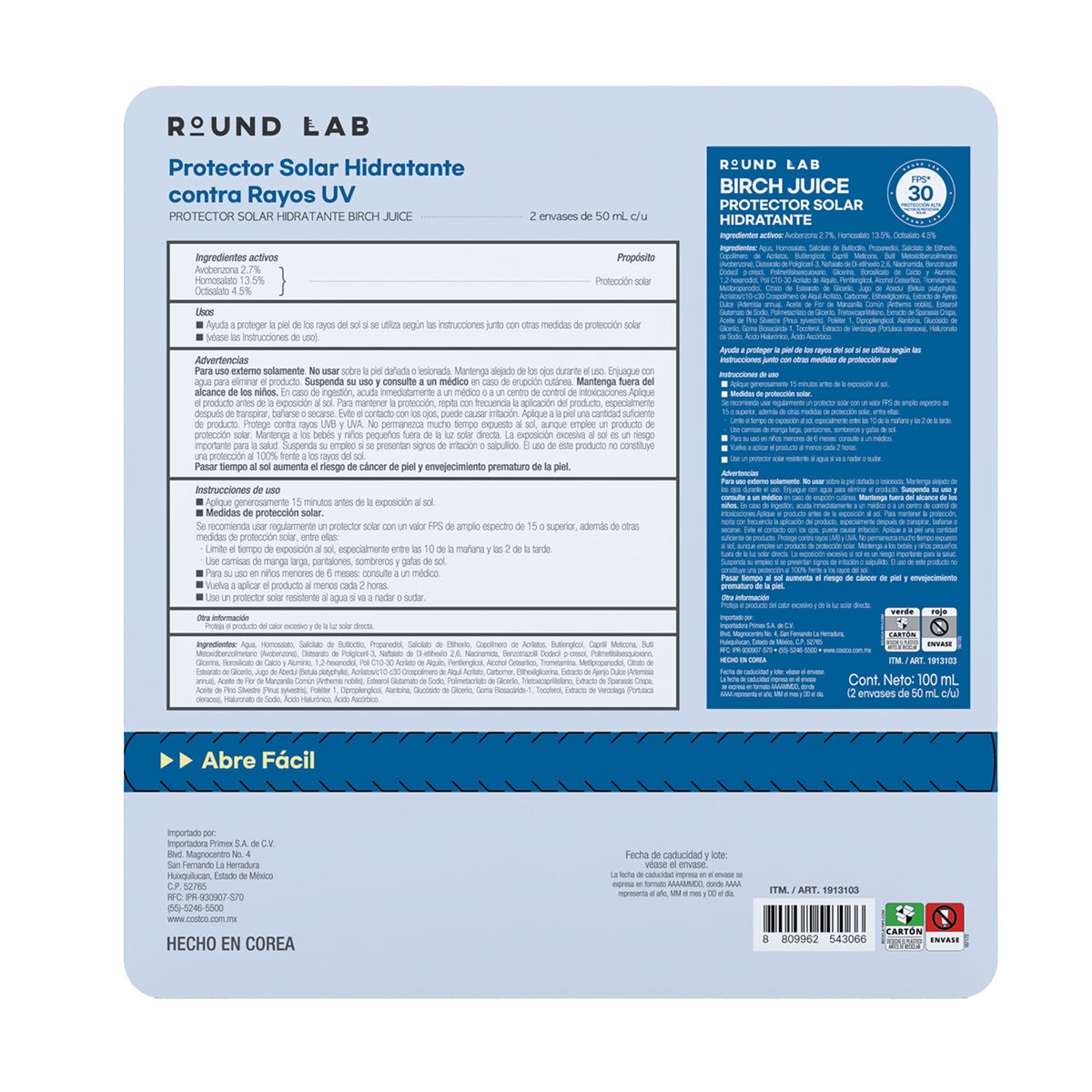 Round Lab Protector Solar Birch Juice 2 pzas Round Lab Protector Solar Birch Juice 2 pzas