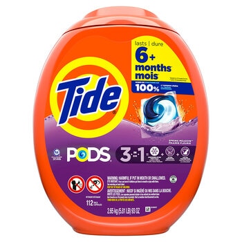 Tide Pods Detergente para ropa en cápsulas Spring Meadow, 112 pzas