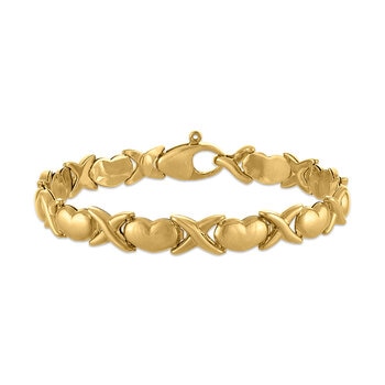 Pulsera de Corazones, Oro Amarillo 14K Pulsera de Corazones, Oro Amarillo 14K