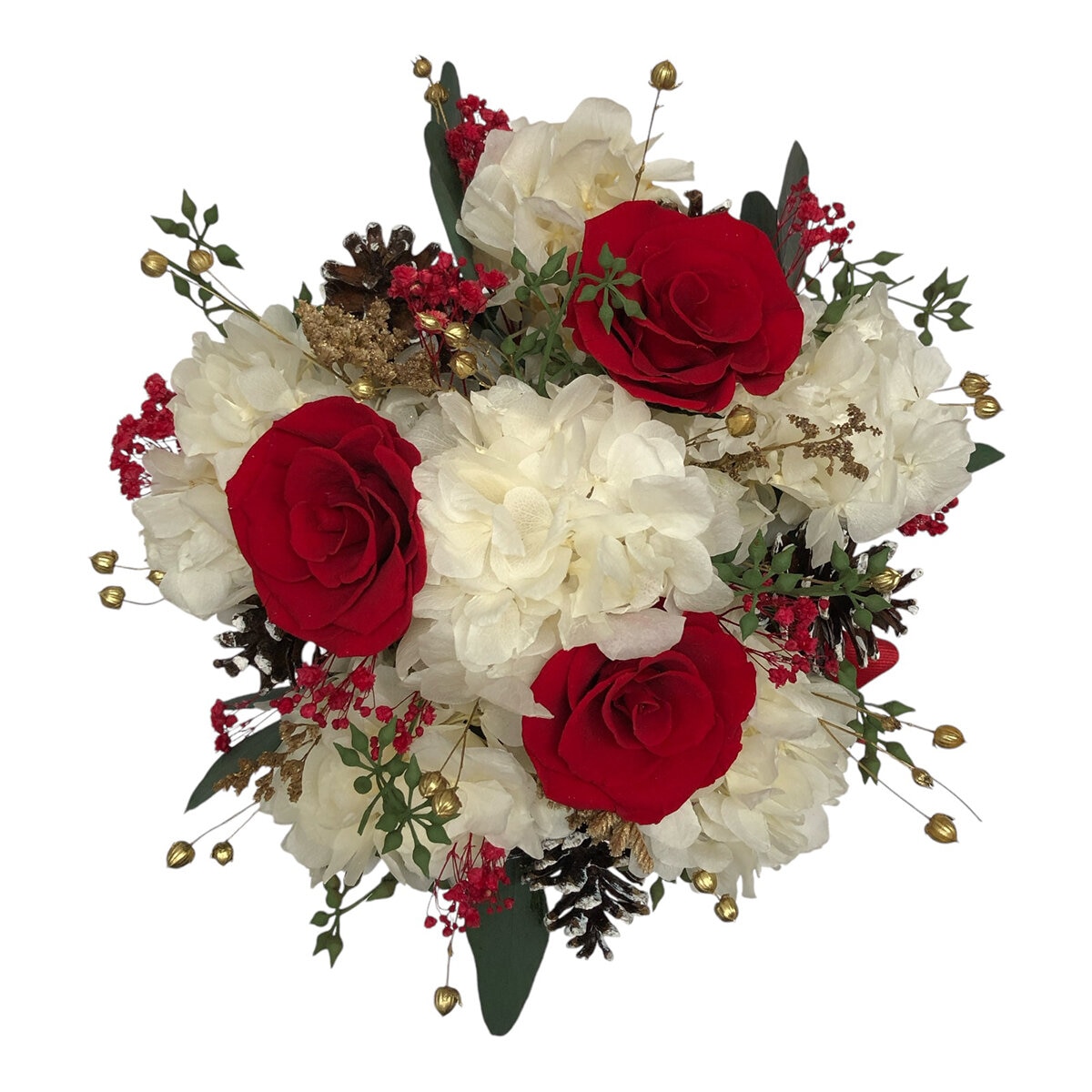 Bouquet Navidad, Listón Rojo, Caja Blanca