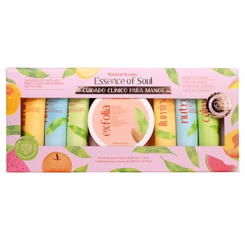 natural scents crema de manos 6 pzas de 60 ml c/u + exfoliante de 200 ml