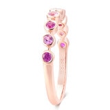 Anillo de Zafiros y Diamante 0.05ctw, Oro Rosa de 14K