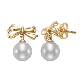 Aretes de Perlas Cultivadas Agua Dulce, 6.5-7.0mm, Oro Amarillo de 14K Aretes de Perlas Cultivadas Agua Dulce, 6.5-7.0mm, Oro Amarillo de 14K