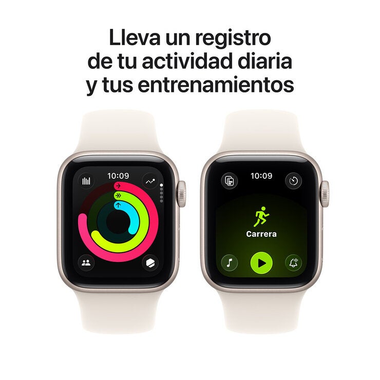 Apple Watch SE 3 (GPS) 40mm Aluminio Blanco Estelar + Correa Deportiva Blanco Estelar - Talla S/M Apple Watch SE 3 (GPS) 40mm Aluminio Blanco Estelar + Correa Deportiva Blanco Estelar - Talla S/M