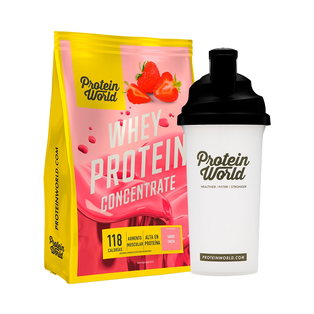 Protein World Whey Proteína en Polvo Sabor Fresa 900 g