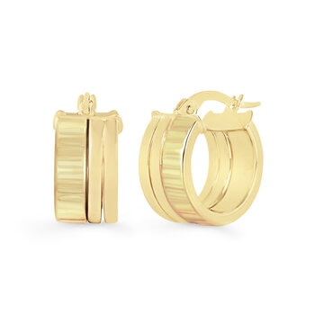 Aretes, Triple Fila, Oro Amarillo 14K Aretes, Triple Fila, Oro Amarillo 14K