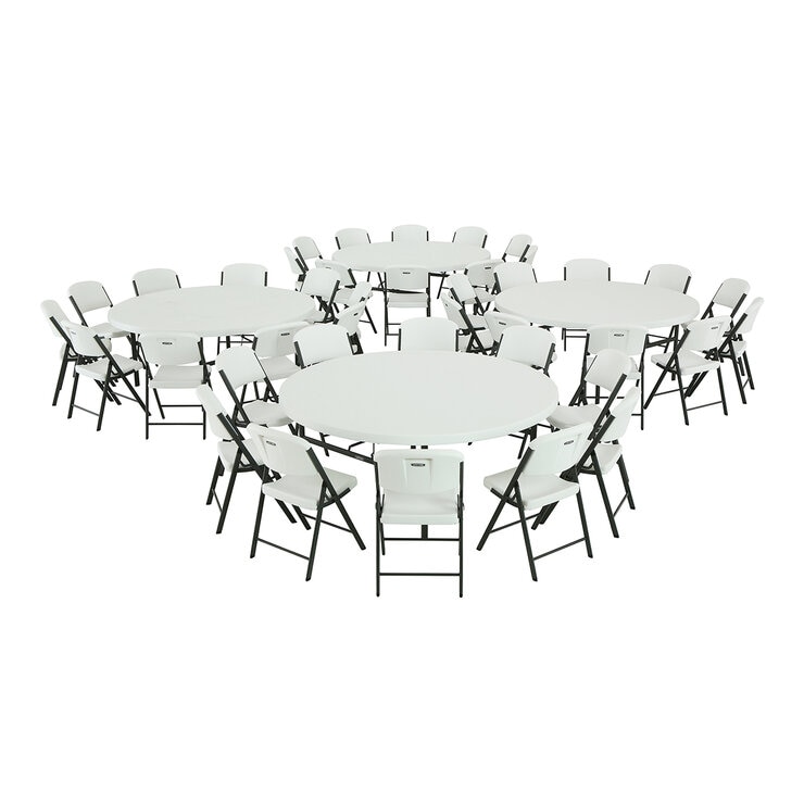 Mesa redonda plegable 121.8 x 73.6 cm blanco polietileno