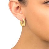 Aretes de Aro Cruzados de Doble Hilera, de Oro Amarillo 14K