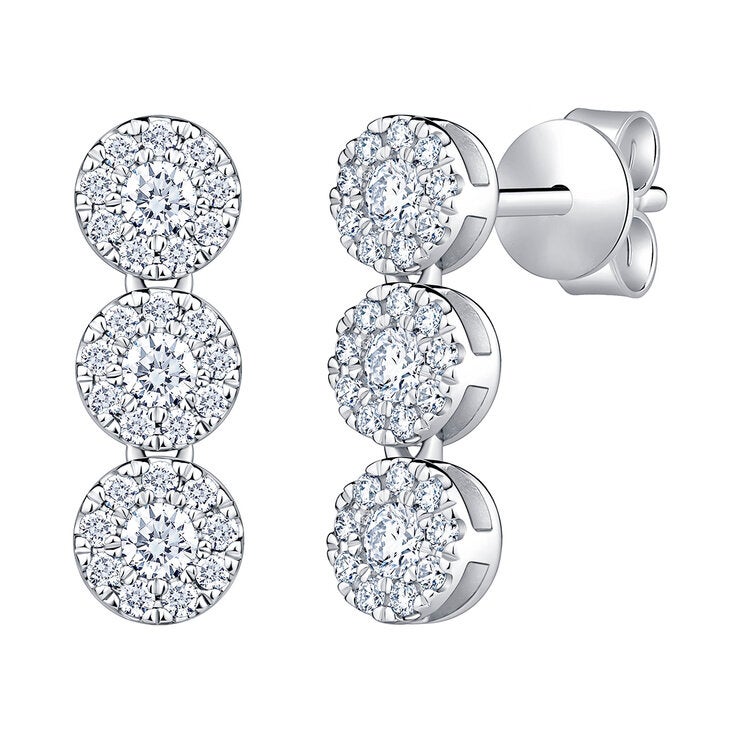 Aretes Colgantes de Diamantes 0.70ctw, en Oro Blanco 14K Aretes Colgantes de Diamantes 0.70ctw, en Oro Blanco 14K