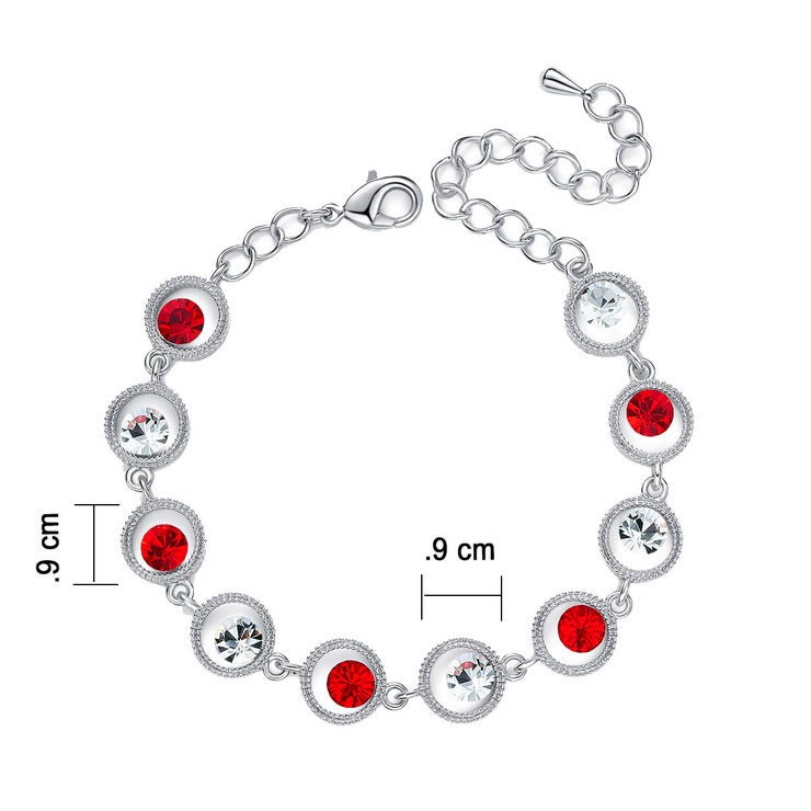Mayfer, Pulsera con Cristal Austríaco, Rojo y Blanco Mayfer, Pulsera con Cristal Austríaco, Rojo y Blanco