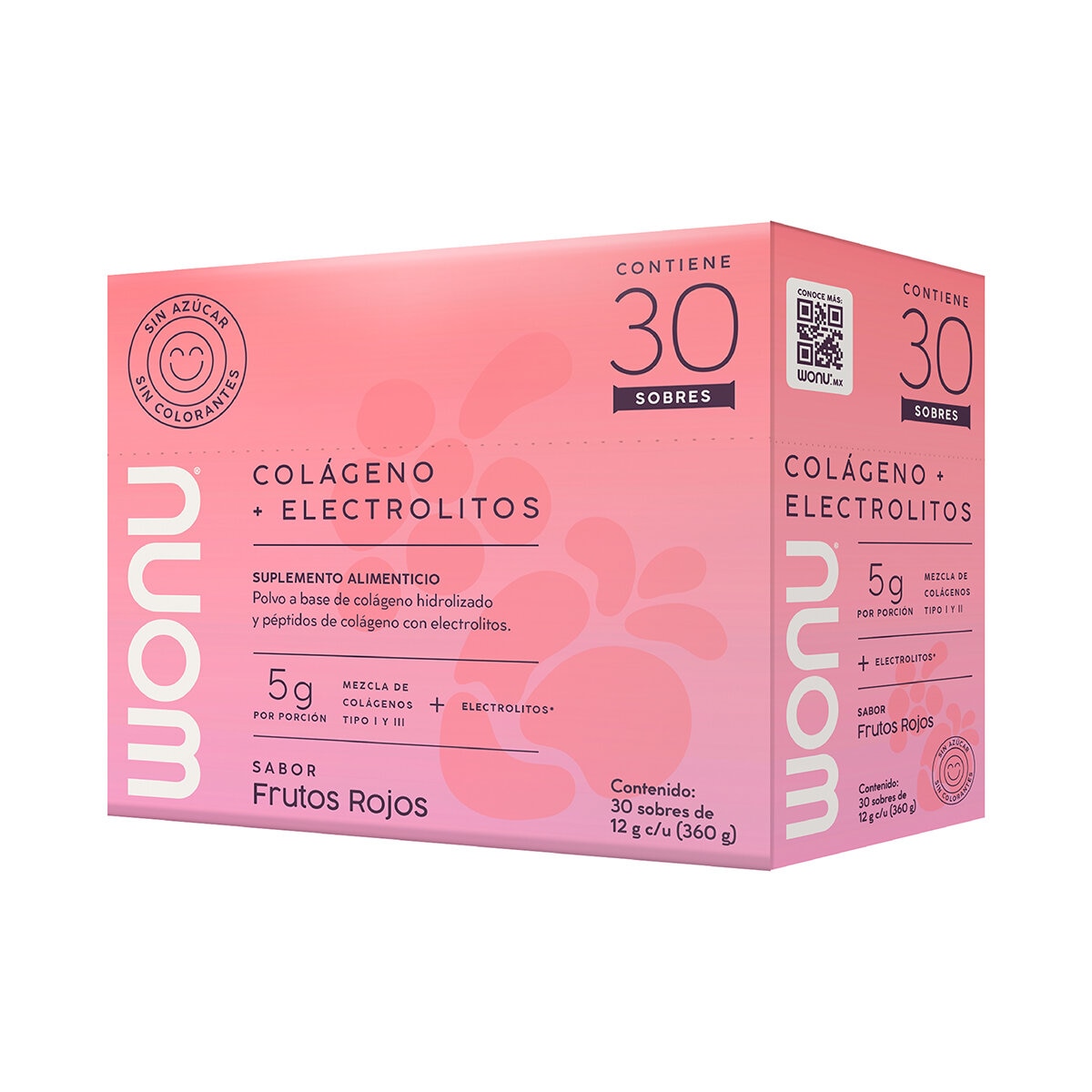 WONU Colágeno con Electrolitos en Polvo Sabor Frutos Rojos 30 pzs de 12 gr WONU Colágeno con Electrolitos en Polvo Sabor Frutos Rojos 30 pzs de 12 gr