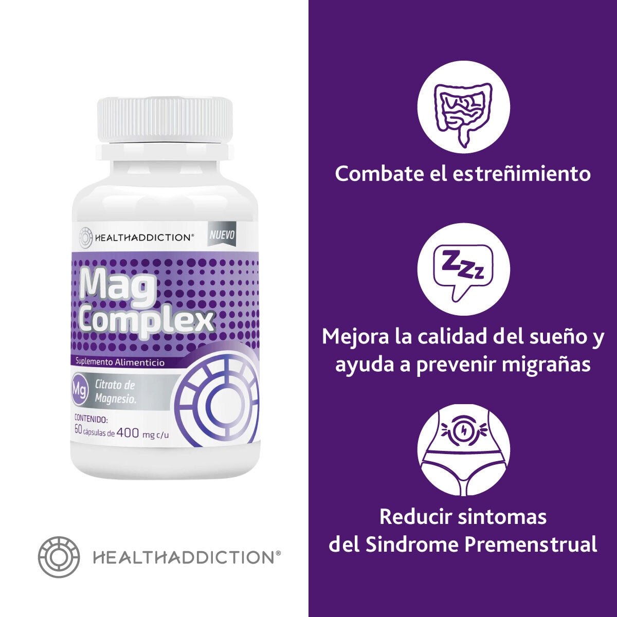 Healthaddiction Magnesio Complex 2 Frascos con 60 Cápsulas c/u