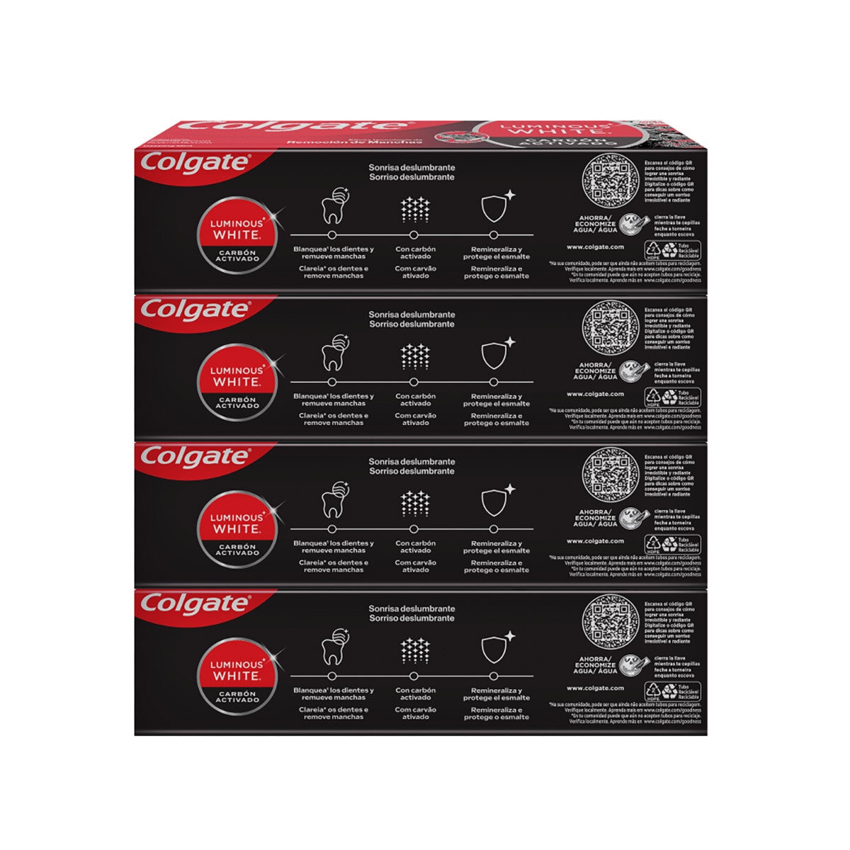 Colgate Luminous White Pasta Dental con Carbón Activado 4 pzas Colgate Luminous White Pasta Dental con Carbón Activado 4 pzas