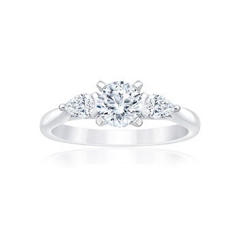 Anillo de Compromiso, 0.98 ctw Diamantes, Oro Blanco de 14K Anillo de Compromiso, 0.98 ctw Diamantes, Oro Blanco de 14K
