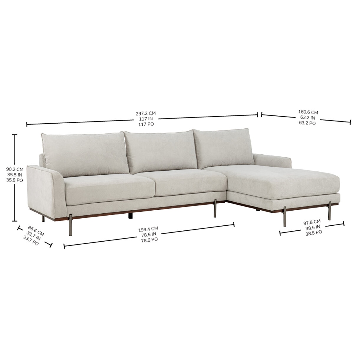 Primo, Myla, Sofá Seccional con Chaise Primo, Myla, Sofá Seccional con Chaise