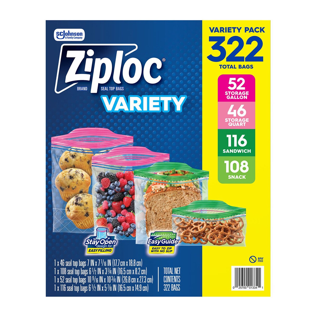 Ziploc Paquete Surtido de Bolsas 322 pzas Ziploc Paquete Surtido de Bolsas 322 pzas
