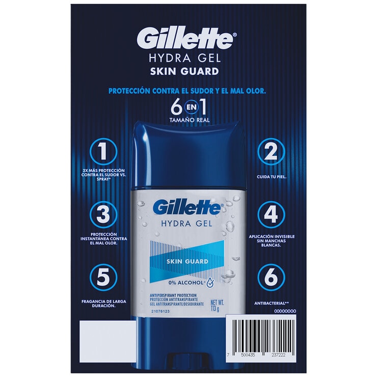 Gillette Antitranspirante en Gel Hydra Gel Invisible 6 en 1 Skin Guard 4 pzas de 113 g Gillette Antitranspirante en Gel Hydra Gel Invisible 6 en 1 Skin Guard 4 pzas de 113 g