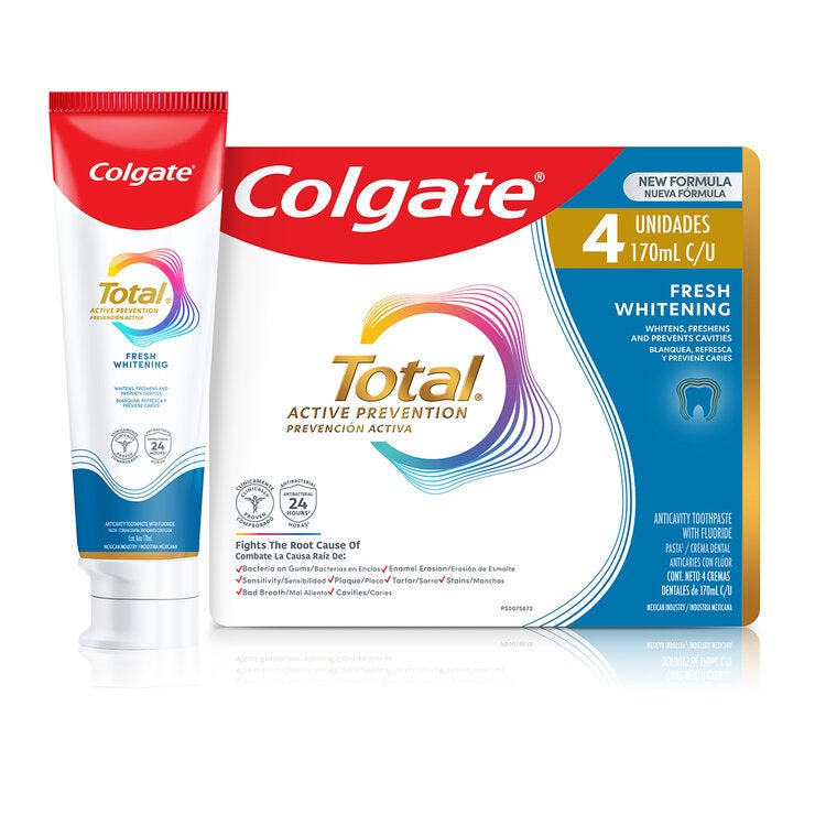 Colgate Pasta Dental Total Active 4 pzs de 170ml Colgate Pasta Dental Total Active 4 pzs de 170ml