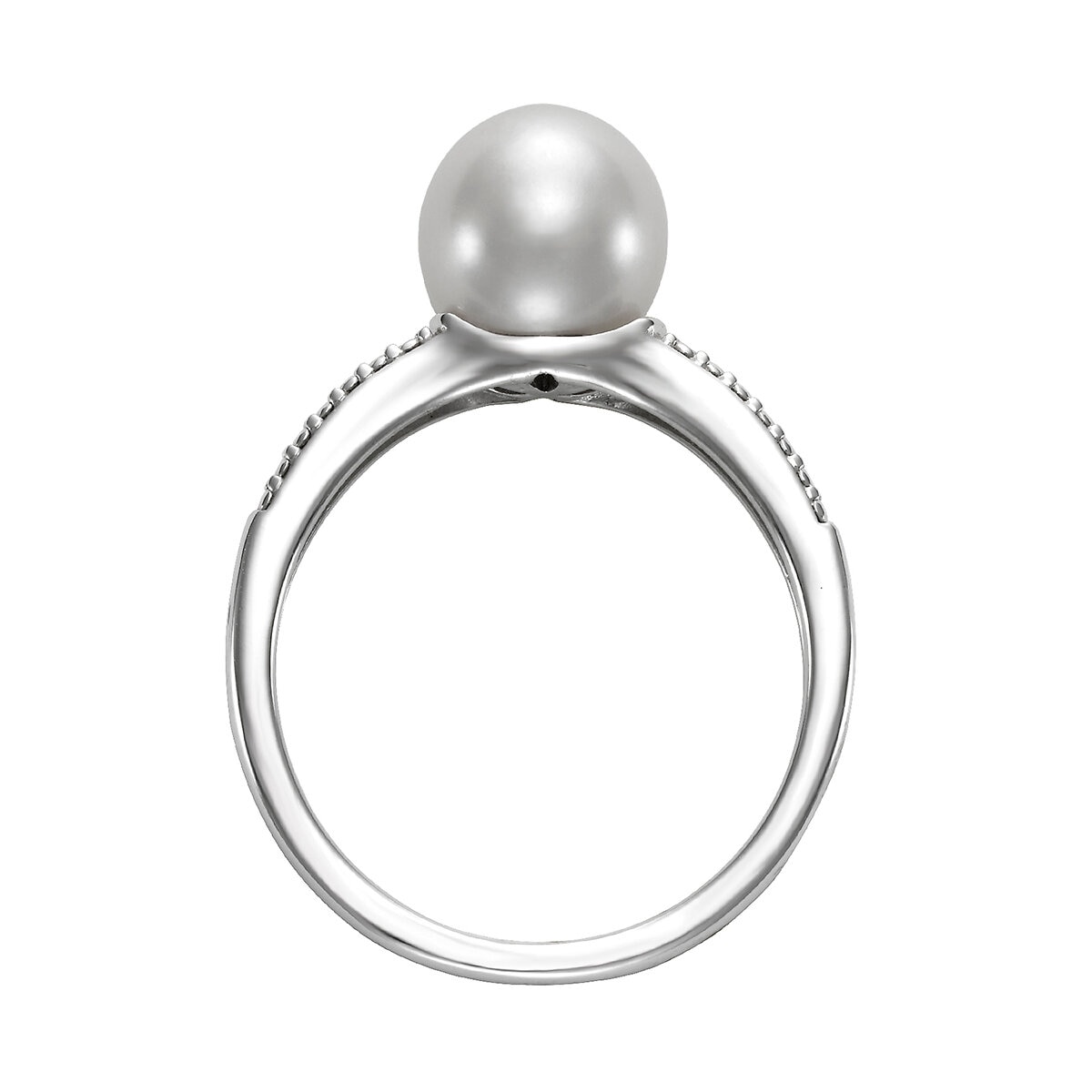 Anillo de Perla Cultivada, Oro Blanco de 14K Anillo de Perla Cultivada, Oro Blanco de 14K