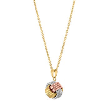 Collar con Dije de Nudo de Corazón, Oro 14k Collar con Dije de Nudo de Corazón, Oro 14k