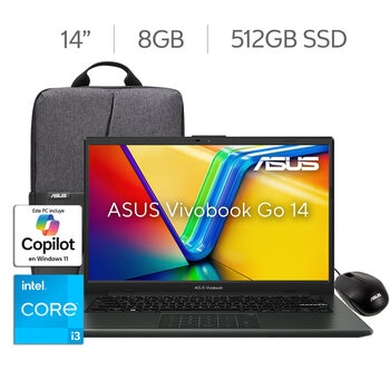 asus vivobook go 14 laptop 14" full hd intel core i3 8gb 512gb ssd